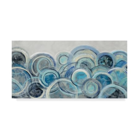 Silvia Vassileva 'Variation Blue Grey Crop' Canvas Art,16x32